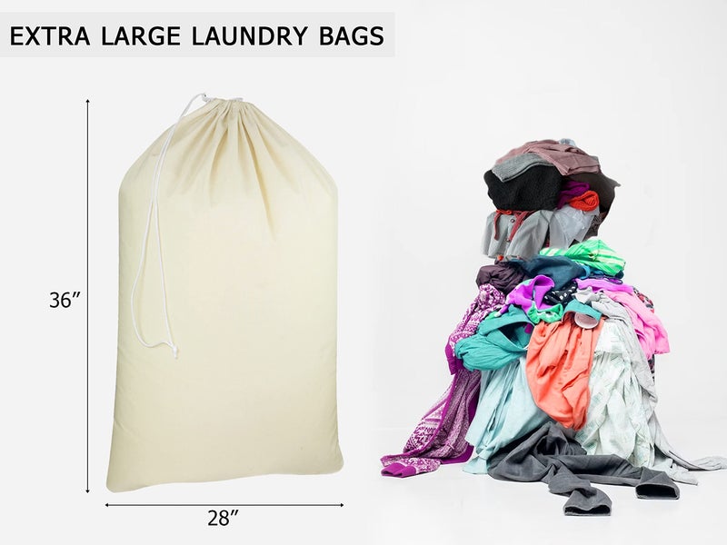 Cotton Craft - 2 Pack Extra Large 100% Cotton Canvas Heavy Duty Laundry Bags - Natural Cotton - 28"x36" - Versatile - Multi Use - Image 4